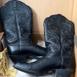 Black Leather Cowboy Boots